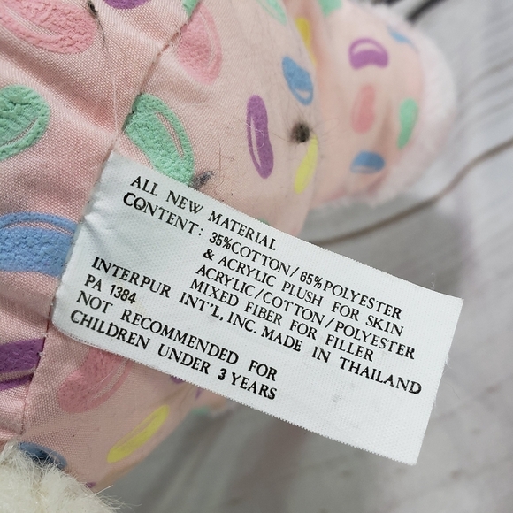 Vintage Interpur Pink Jellybean Bunny Rabbit Plush Stuffed Toy 12 Inch Slippers - Picture 8 of 9